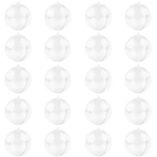 MIKAILE 20 Stück Weihnachtskugeln Transparent 6cm, Kunststoff Christbaumkugeln zum Befüllen, Acrylkugeln Weihnachtsbaumkugeln für Christbaumschmuck