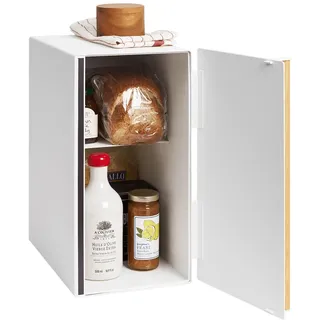 YAMAZAKI 5682 TOSCA Vertikaler Brotkasten, weiß, Stahl/Holz, minimalistisch, 22 x 36 x 41 cm