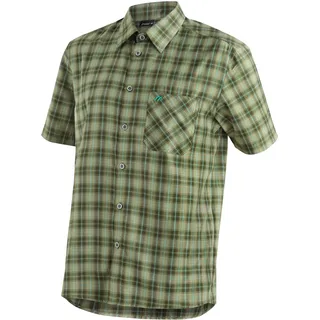 Funktionshemd MAIER SPORTS "Mauro", Herren, Gr. 72, Normalgrößen, grün, 85% Polyester, 15% Viscose, Hemden Funktionshemd, Herren Hemd kurzarm, karriertes Freizeithemd, Kurzarmhemd, Regular Fit