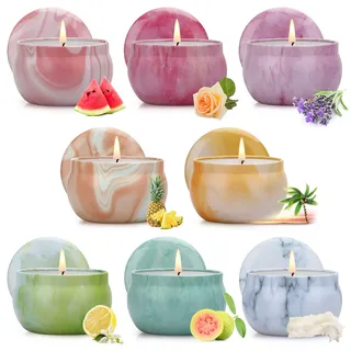 Duftkerzen im Glas, TOFU Duftkerzen Geschenkset Geschenke für Frauen 8 Packs, Farbwolken Serie Duftkerze, 480 G, Brenndauer 160 Std, Yoga, Badezimmer, Geburtstagsgeschenk für Frauen, Valentinstag