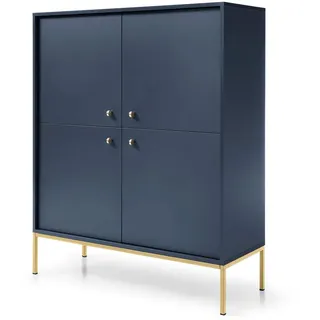 masseno Highboard Mondo 104 x 125 x 39 cm Blau / Goldfarben