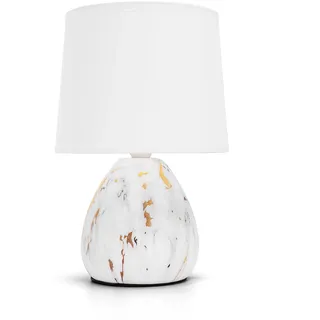 Aigostar Tischlampe aus Keramik, Vintage Tischleuchte mit Stoffschirm, E14 Fassung, max.40W, Moderne Nachttischlampe, Nachtlicht für Schlafzimmer, Wohnzimmer, Büro (ohne Leuchtmittel) - H255mm