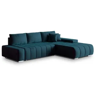 masseno Ecksofa ALESE R-S mit Schlaffunktion L-Form, Sofa mit Bettkasten, Wohnzimmersofa, Couch, Soffa, Bettsofa, Couchgarnitur- Blau, MONOLITH 77 - Blau