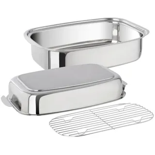 Kelomat Bräter , Silberfarben , Metall , 8 l , rechteckig , 24.5x15.5x36 cm , backofengeeignet,backofengeeignet , Kochgeschirr, Töpfe, Bräter