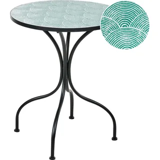 BELIANI Outdoor Bistrotisch Schwarz Eisen Metall Rund ø 60 cm Wellenmuster Vintage Stil Gartentisch - Schwarz, Grün