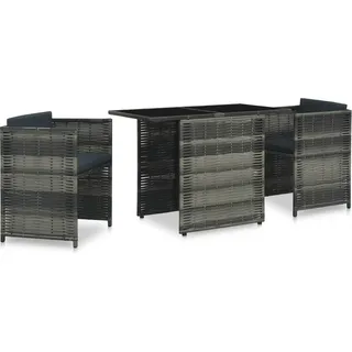 vidaXL 3-tlg. Bistro-Set mit Auflagen Poly Rattan Grau - Grau