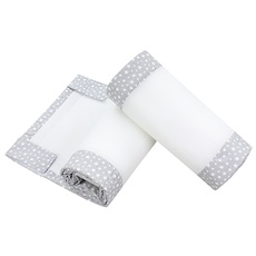 TupTam Gitterstäbe Schutz Netz Babybett Nestchen 3D Mesh 2 Pack, Farbe: Sterne Grau, Größe: ca. 128 x 30 cm (für Babybett 140x70)