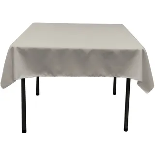 LA Linen Quadratische Tischdecke aus Polyester/Popeline, Polyester, hellgrau, 132 x 132 x 0.04 cm