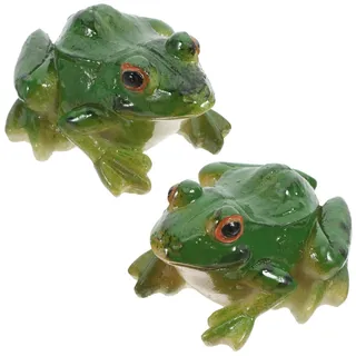 SOLUSTRE 2 Mini Frosch Figur Aus Kunstharz 2.56 X 2.05 X 1.38 Zoll Frosch Deko Figuren Für Garten Mini Teich Tisch Und Innen- Und Außenbereich Harzfrösche Als Dekoration