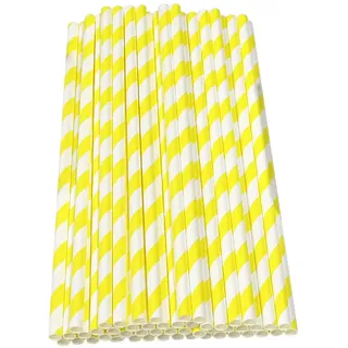 Haobase Papier-Trinkhalme, biologisch abbaubar, für Cocktails, Kaffee, kalte Getränke, Gelb, 50 Stück