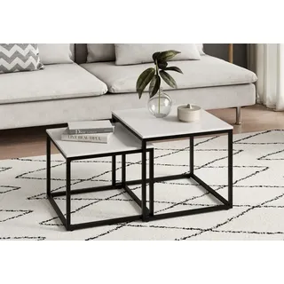 home collective Couchtisch 2er Set Weiß Holz 50 x 43 cm