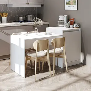 roomartstore.de Roomart Küchentish mit Kücheninsel -Esstisch, Küchenschrank "MILANO" BHT: 160 X 85 X 60 cm - Weiß