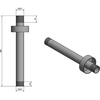 Decken-Duscharm, Rund, 200mm, Schwarz matt - Schwarz