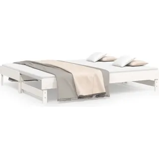 vidaXL Tagesbett Ausziehbar Weiß 2x(80x200) cm Massivholz Kiefer - Weiß