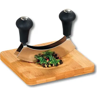 KESPER Kräuterschneidebrett 16 x 16 x 1,8 cm mit Wiegemesser