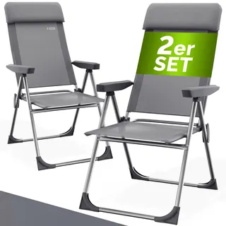 Gartenstuhl 2er-Set Grau Alu klappbar