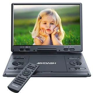 Tragbarer 14,9-Zoll-DVD-Player fürs Auto, für Kinder mit schwenkbarem 12,5-Zoll-HD-Bildschirm & Auto-Kopfstützenhalterung, DVD-/CD-Player, für Sync-TV-Projektor, USB/SDAnschluss