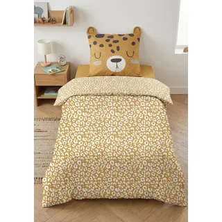 Bettwäsche für Kinder, Leopard, 100 % Baumwolle, 57 Fäden/cm2, Bettbezug + Kissenbezug (135 x 200 + 80 x 80 cm)