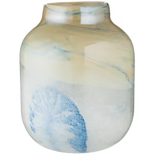 GILDE GLAS art Deko Vase - Blumenvase durchgefärbtes Glas - Maritime Dekoration - Geschenk für Frauen Geburtstag Weihnachten - Farbe: Blau Beige - Höhe 24 cm