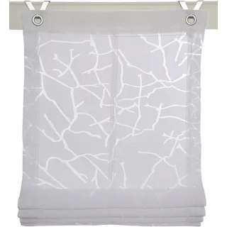 Raffrollo KUTTI "Jerry" Gr. 3, weiß, B:80cm H:140cm, Ausbrenner, Obermaterial: 65% Baumwolle, 35% Polyester, Raffrollos, Raffrollo, Ösenrollo, weiß, Ausbrenner, halbtransparent, Baumwolle-Polyester