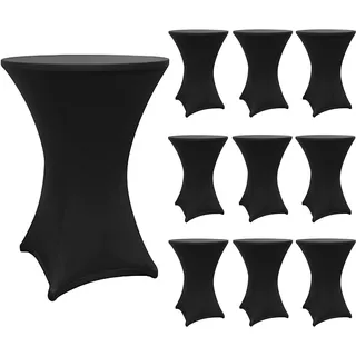 Lumaland 10x hochwertige Stehtischhusse 80-85 cm, ÖKO-TEX® Zertifikat | Stretch Tisch-Überzug schnelltrocknend, Husse mit Verstärkung im Fußbereich | Waschbar, pflegeleicht & langlebig