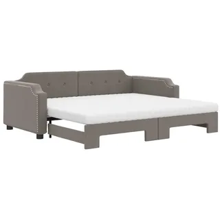 vidaXL Tagesbett Ausziehbar mit Matratzen Taupe 80x200 cm Stoff - Taupe