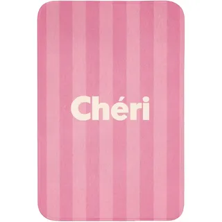 OnlyWow Badematte Gestreift - Rosa - Chéri Rutschfest 60x90 cm , Pink , Textil , Füllung: Polyurethan (Pur) , Rechteckig , 60x90 cm , Heimtextilien, Badtextilien, Badematten