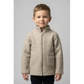 MAXIMO Fleecejacke aus Wolle, wärmend, atmungsaktiv, hoher Kragen, gefüttert, düne