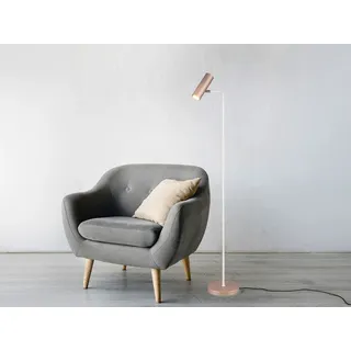 Leselampe Stehlampe Metall Coffee / Weiß, LED dimmbar, Spot schwenkbar, H 151cm - Braun, Weiß