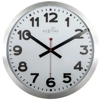 NeXtime - 3999ARRC - Wanduhr Funk - 35cm - silber - Station - Silber, Schwarz, Rot, Weiß