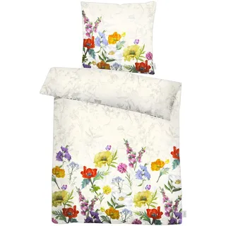 Bettwäsche APELT "Fiora", bunt (mehrfarbig), B/L: 135cm x 200cm, 1 Stk., 1 Stk., Satin (Bio-Baumwolle), B/L: 80cm x 80cm, 2 tlg., Satin (Bio-Baumwolle), Obermaterial: 100% Baumwolle, Bettwäsche, Bettwäsche, Bettwäsche-Set mit Reißverschluss, Baumwoll-Satin, Digitaldruck