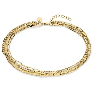 s.Oliver Anklet - Elegante Fußkette aus poliertem Edelstahl - gold - Panzerkette verstellbar bis 27 cm - wasserfest & hautfreundlich