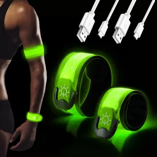 DazSpirit 2 LED Armband Aufladbar, LED leucht Armbänder Lichtband Grün