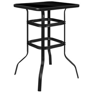 Flash Furniture Bar-Terrassentisch, Metall/Glas, quadratisch, 69,8 cm, Schwarz