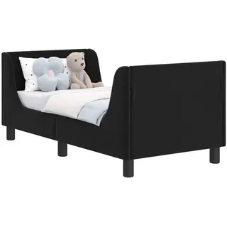 vidaXL Kinderbettgestell mit Kopfteil Schwarz 70 x 140 cm Samt - Schwarz
