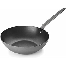 Lacor - 63829 - Wok Ferrum, Wok aus 100% natürlichem Eisen mit dreilagiger Antihaftbeschichtung, PFOA-frei, ergonomischer Griff, geeignet für alle Arten von Küchen, Ø28 cm, Dicke 2 mm