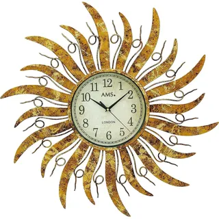 XXL Wanduhr 70 cm wettergeschütztes Gehäuse - AMS Modell: 9639 - Gelb, Beige