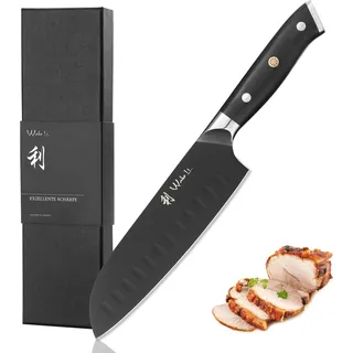 Wakoli Titanium Noir Santoku Messer mit 18cm Klinge, G10 Griff, Premium Edelstahl Küchenmesser und Profi Messer in Geschenkverpackung