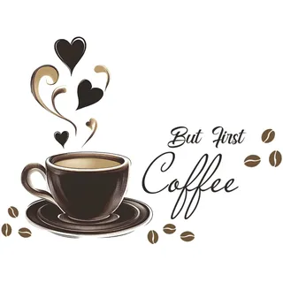 THXFUNAREA 1Pcs Wandtattoo Coffee Wandsticker Kaffee Wandaufkleber Kaffeetasse Wandtattoo Cafés Wandaufkleber Aufkleber Küche für Kaffeestube Büro Wohnzimmer Esszimmer Küche Kaffee wanddekoration
