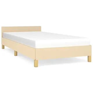 vidaXL Bettgestell mit Kopfteil ohne Matratze Creme 90x190 cm Stoff - Creme