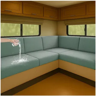 Stretch Bezüge für Wohnwagenpolster Jacquard Wohnwagen Sitzpolster Bezug | Rutschfeste Wohnmobil Hussen Mit 2 Cord Wasserdichtes, Sofa Sitzkissenbezug Für Schonbezug Wohnwagen Polster