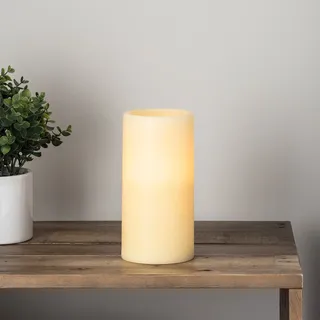 Lights4fun LED Echtwachskerze Klassisch batteriebetrieben 20 cm Timer Batteriebetrieben Deko Wohnzimmer flackernde Flamme Stumpenkerzen Elektrisch mit Timerfunktion