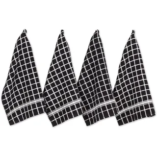 DII Geschirrtücher aus Baumwoll-Frottee, 40,6 x 66 cm, maschinenwaschbar, sehr saugfähig, Schwarz kariert