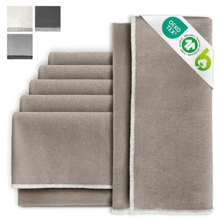 MIQIO® Design Baumwollservietten I 6er Set I 45x45 cm I Stoff-Servietten mit edler Ziernaht I 100% Bio-Baumwolle I GOTS, BCI und Ökotex Zertifiziert I Natur