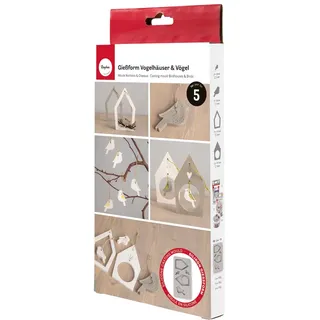 Rayher Silikon Gießform Vogelhäuser + Vögel 14,5 x 26 x 1,2 cm