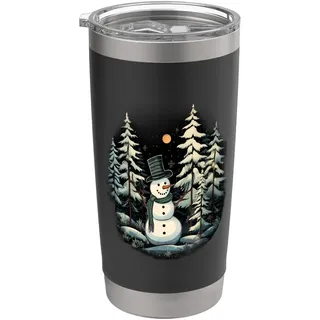 Weihnachten Schneemann Weihnachtsbaum Winter Schnee X-Mas Doppelwandiger Edelstahl-Thermobecher
