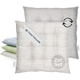 TOM TAILOR 2er Set Sitzkissen Stuhl 40x40cm Grau - Bequeme Stuhlkissen für Esszimmer & Küche - waschbar bis 30°C - Öko-Tex - Sitzauflage für Gartenmöbel, Sitzpolster, Bank, Bürostuhl & Boden