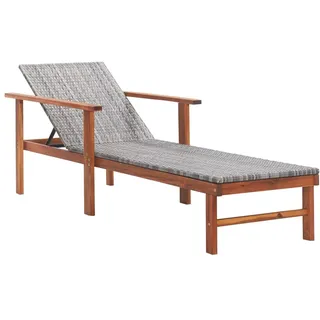 VidaXL 48705, Lounge, Gepolsterter Sitz, Akazienholz, Polyester, Polyrattan, Grau, 550 mm, 2000 mm - Grau