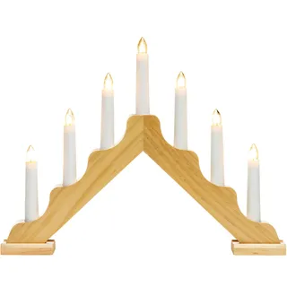 SIKORA LB74 klassisch eleganter Holz Lichterbogen aus Holz Schwibbogen Deko Weihanchten Schwedenleuchter mit 7 elektrischen Kerzen, Farbe:Natur