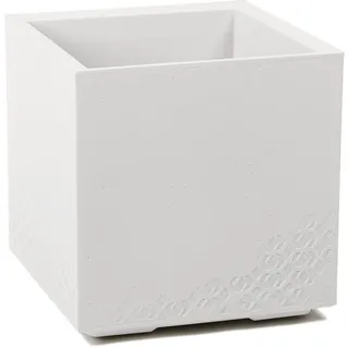 LAMELA Pflanzkübel mit Rollen 40 cm, 36L – Blumentopf aus Kunststoff in Betonoptik – Übertopf mit Wasserablauf – Modern für Innen & Außen - Wetterfest & Pflegeleicht, Creme